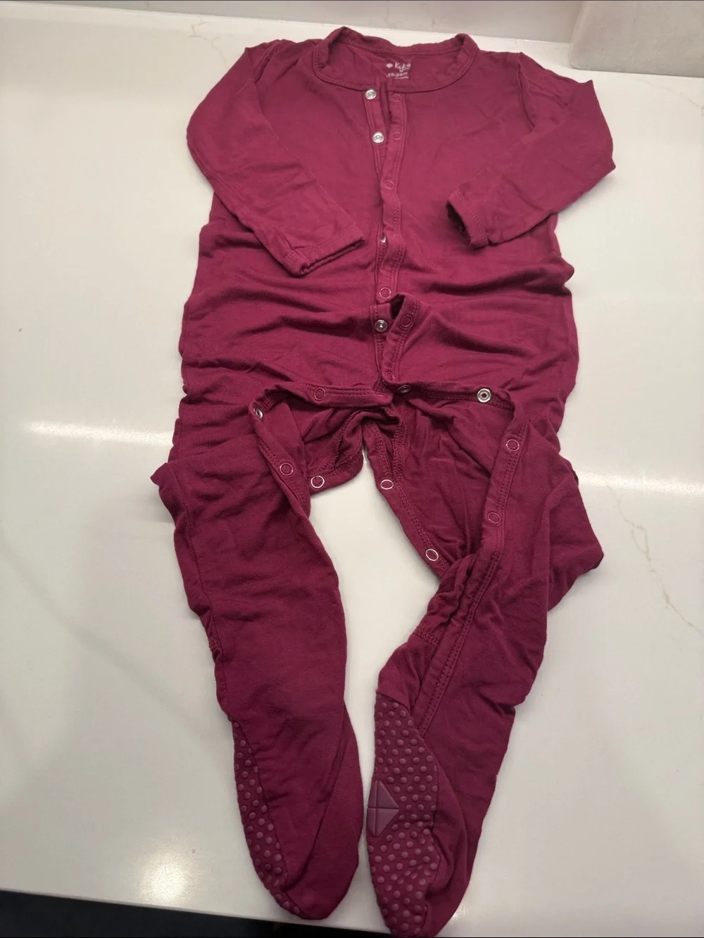 Kyte BABY Deep Berry Long-Sleeve Footy PJs with Front Snaps